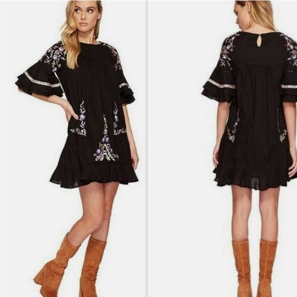 FREE PEOPLE EMBROIDERED PAVLO DRESS - Picture 1 of 10